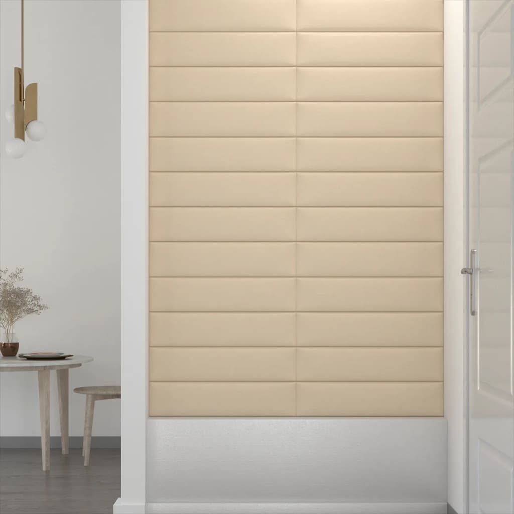 Wandpanelen 1,08 M² Stof Kleurig Crème 60 x 15 cm Rechthoekig