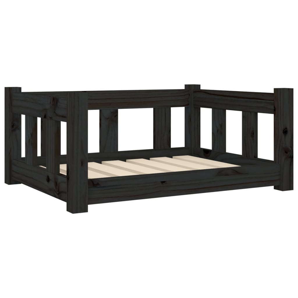 Hondenmand 65,5X50,5X28 Cm Massief Grenenhout 65.5 x 50.5 x 28 cm Zwart