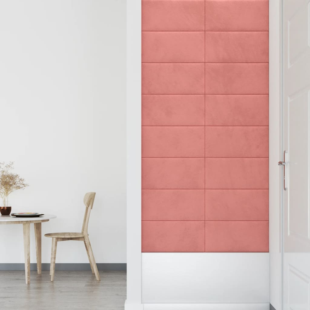 Wandpanelen 2,16 M² Fluweel Roze 60 x 30 cm Rechthoekig