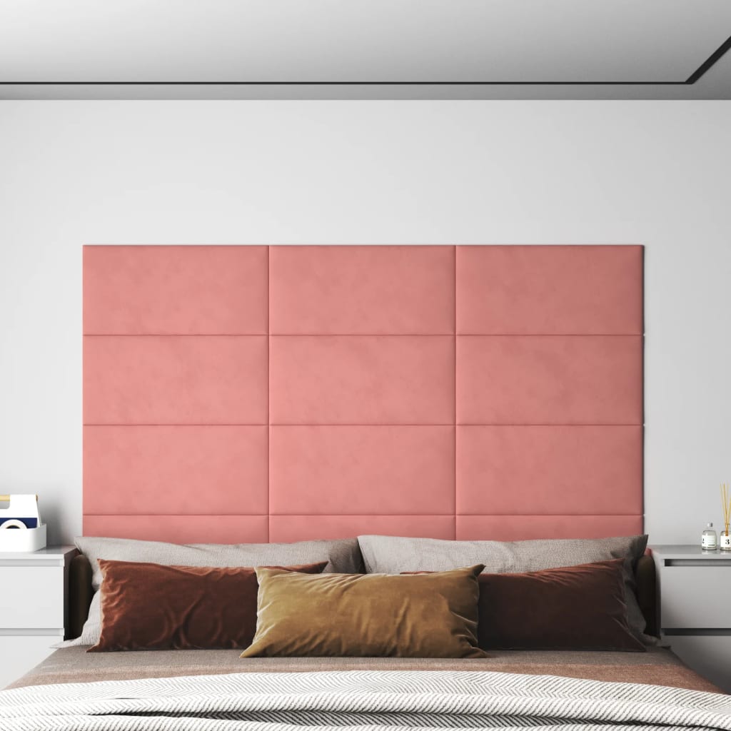 Wandpanelen 2,16 M² Fluweel Roze 60 x 30 cm Rechthoekig
