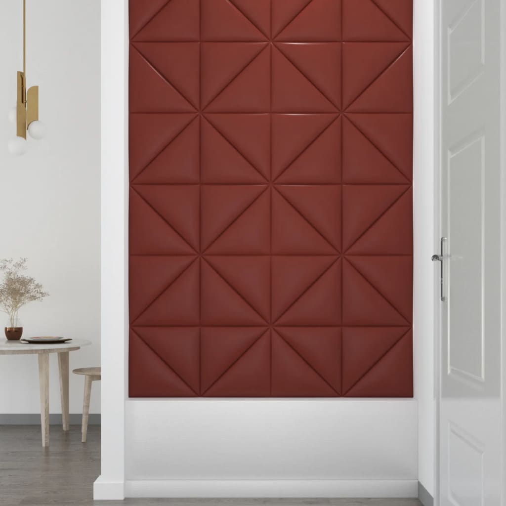Wandpanelen 0,54 M² Kunstleer Wijnrood 30 x 30 cm Driehoekig