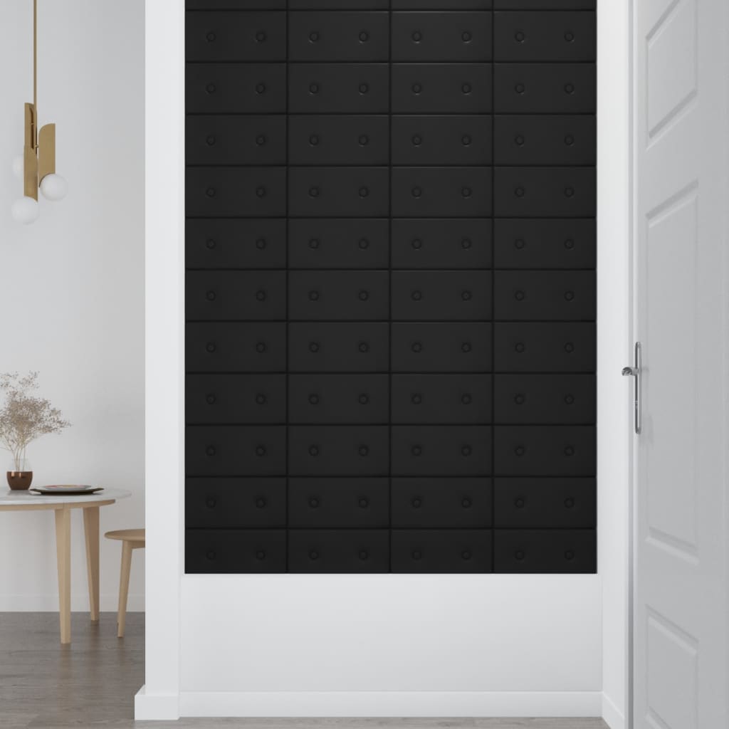 Wandpanelen 0,54 M² Kunstleer 30 x 15 cm Zwart