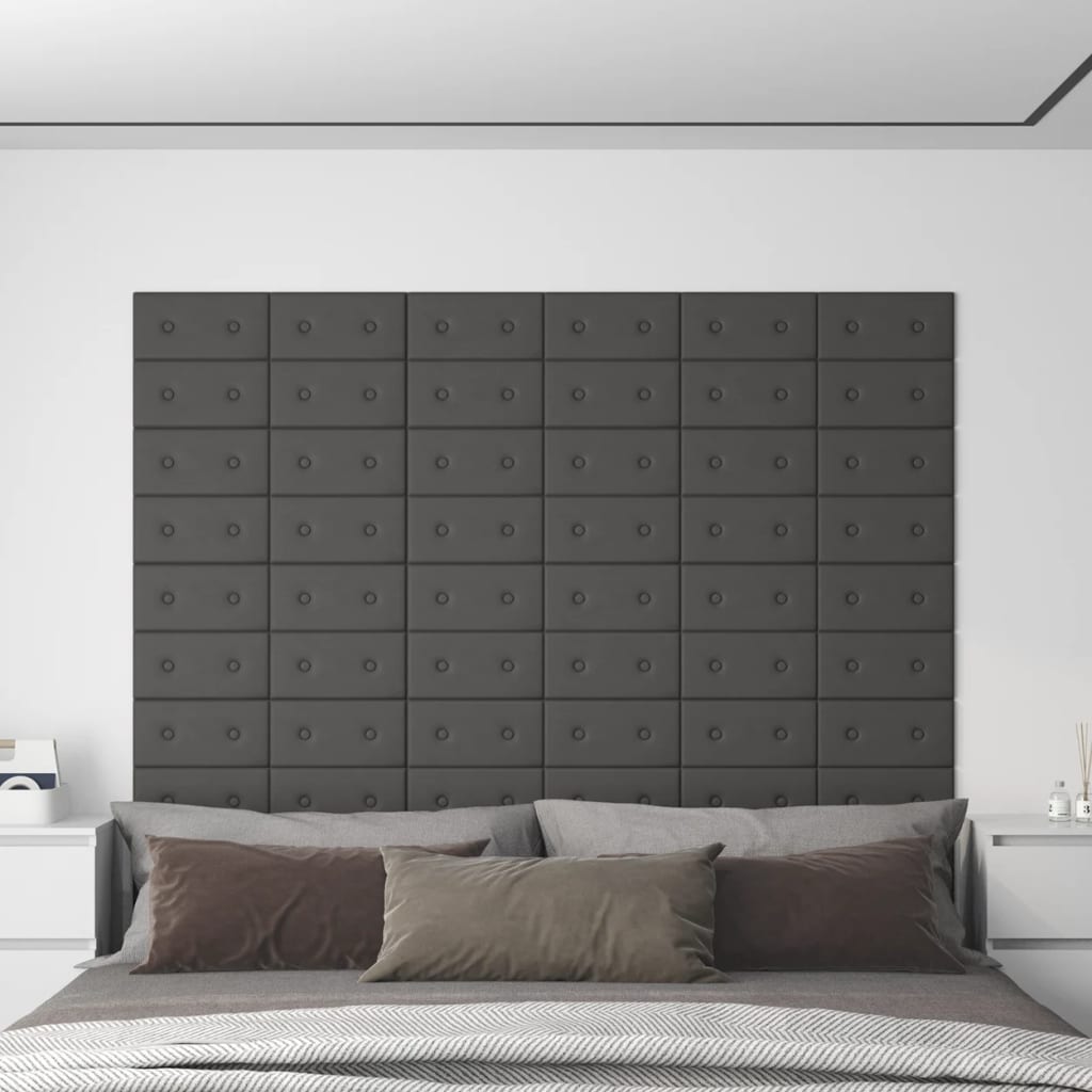 Wandpanelen 0,54 M² Kunstleer 30 x 15 cm Grijs