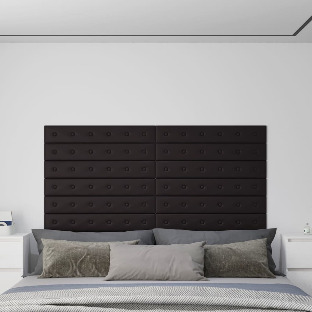 Wandpanelen 1,62 M² Kunstleer 90 x 15 cm Zwart