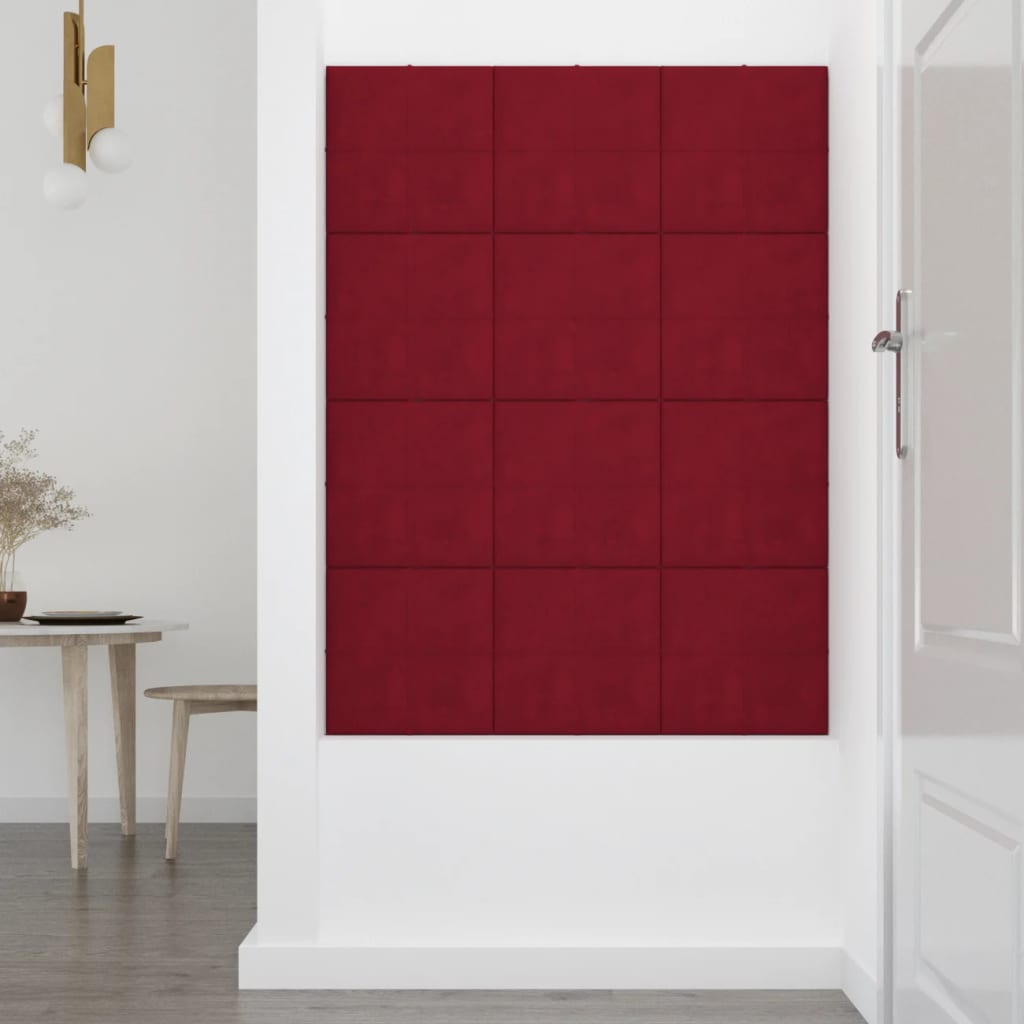 Wandpanelen 1,08 M² Fluweel 30 x 30 cm Wijnrood