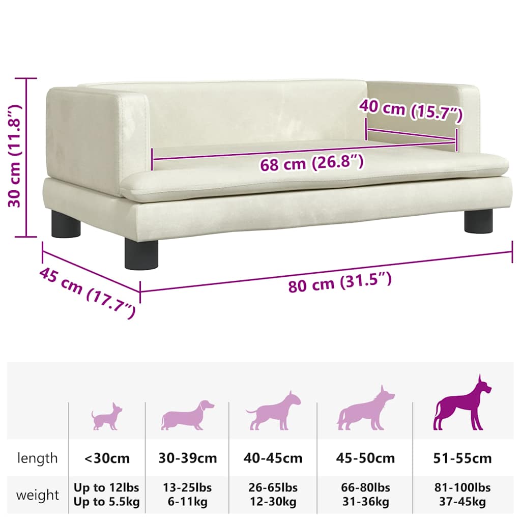 Hondenmand Kleurig 80 x 45 x 30 cm Crème Fluweel