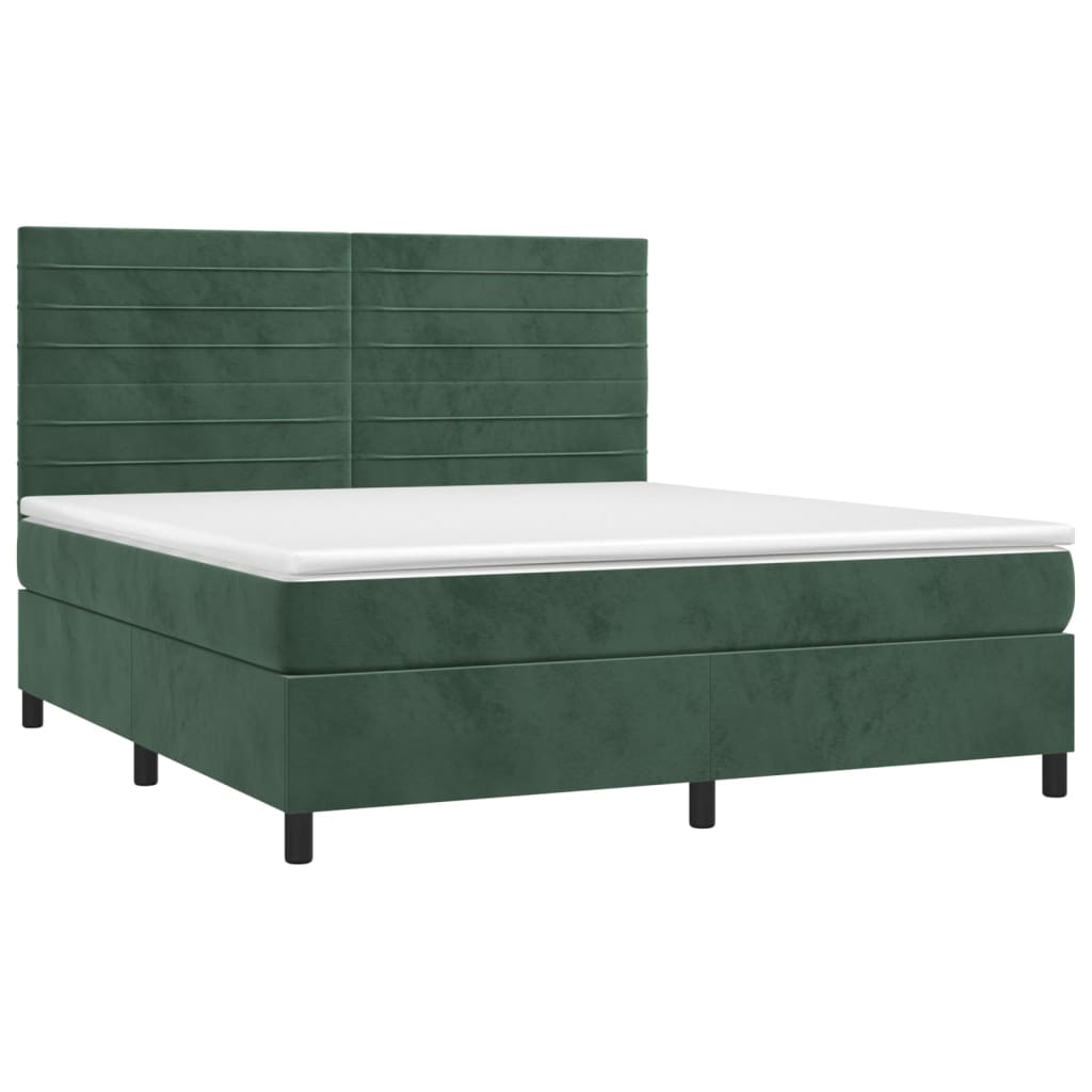 Boxspring met matras en LED fluweel donkergroen 160x200 cm