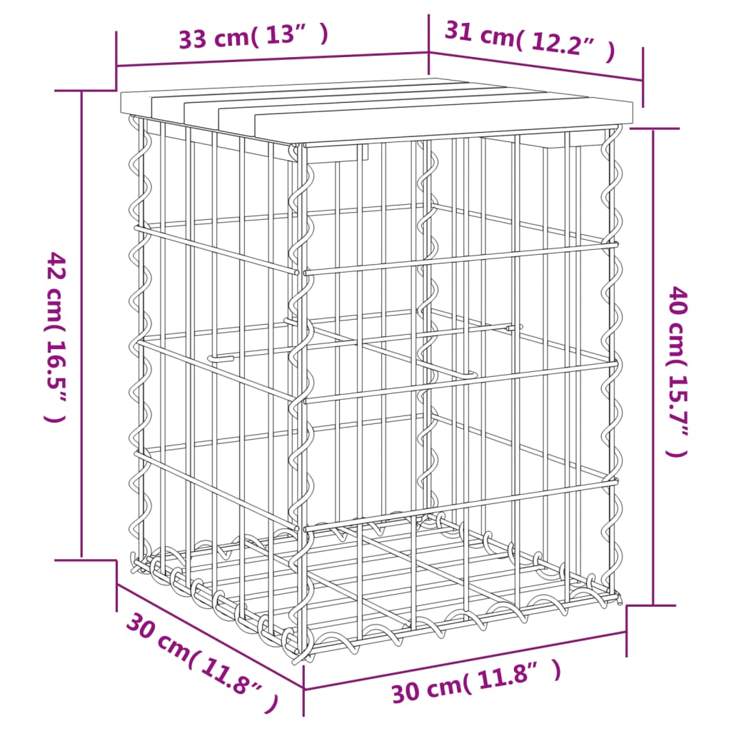 Tuinbank Schanskorfontwerp Geïmpregneerd Grenenhout 33 x 31 x 42 cm Donkerbruin