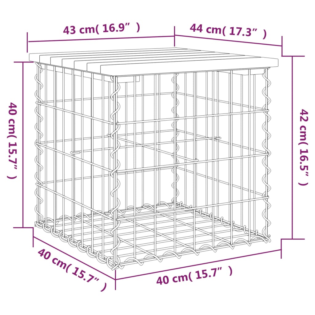 Tuinbank Schanskorfontwerp Geïmpregneerd Grenenhout 43 x 44 x 42 cm Donkerbruin