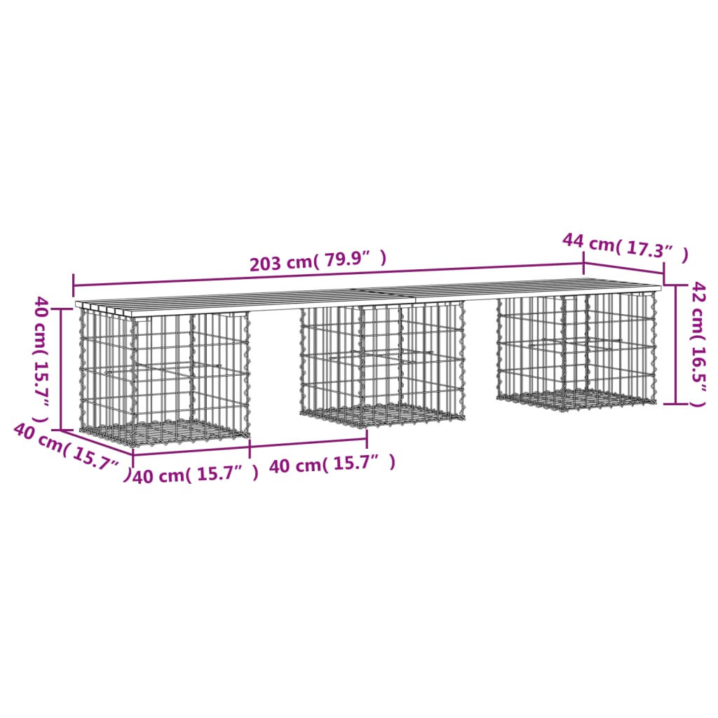 Tuinbank Schanskorfontwerp Geïmpregneerd Hout 203 x 44 x 42 cm Donkerbruin