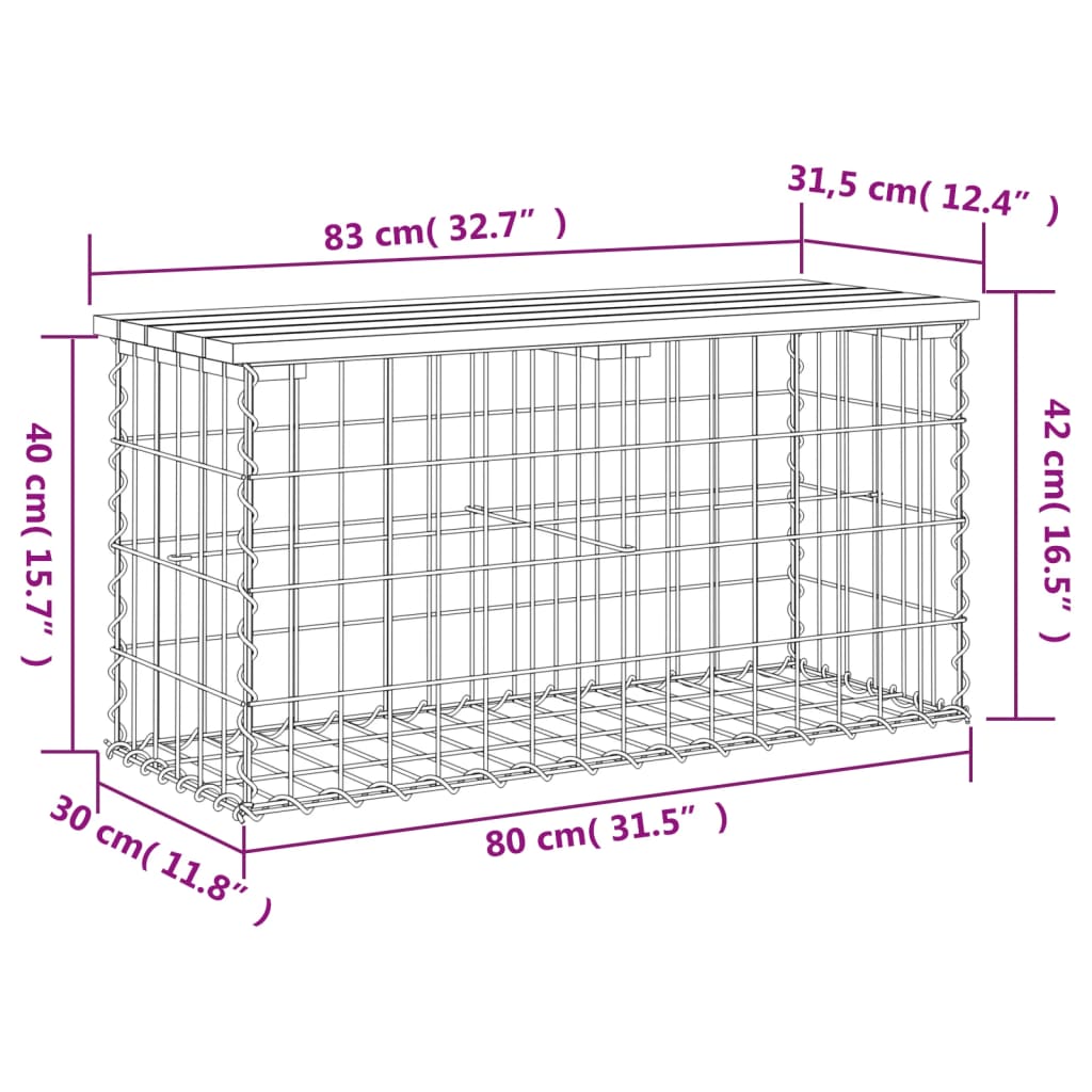 Tuinbank Schanskorfontwerp Massief Douglashout 83 x 31,5 x 42 cm Natuurlijk douglashout