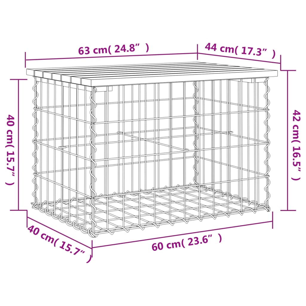 Tuinbank Schanskorfontwerp Geïmpregneerd Grenenhout 63 x 44 x 42 cm Donkerbruin