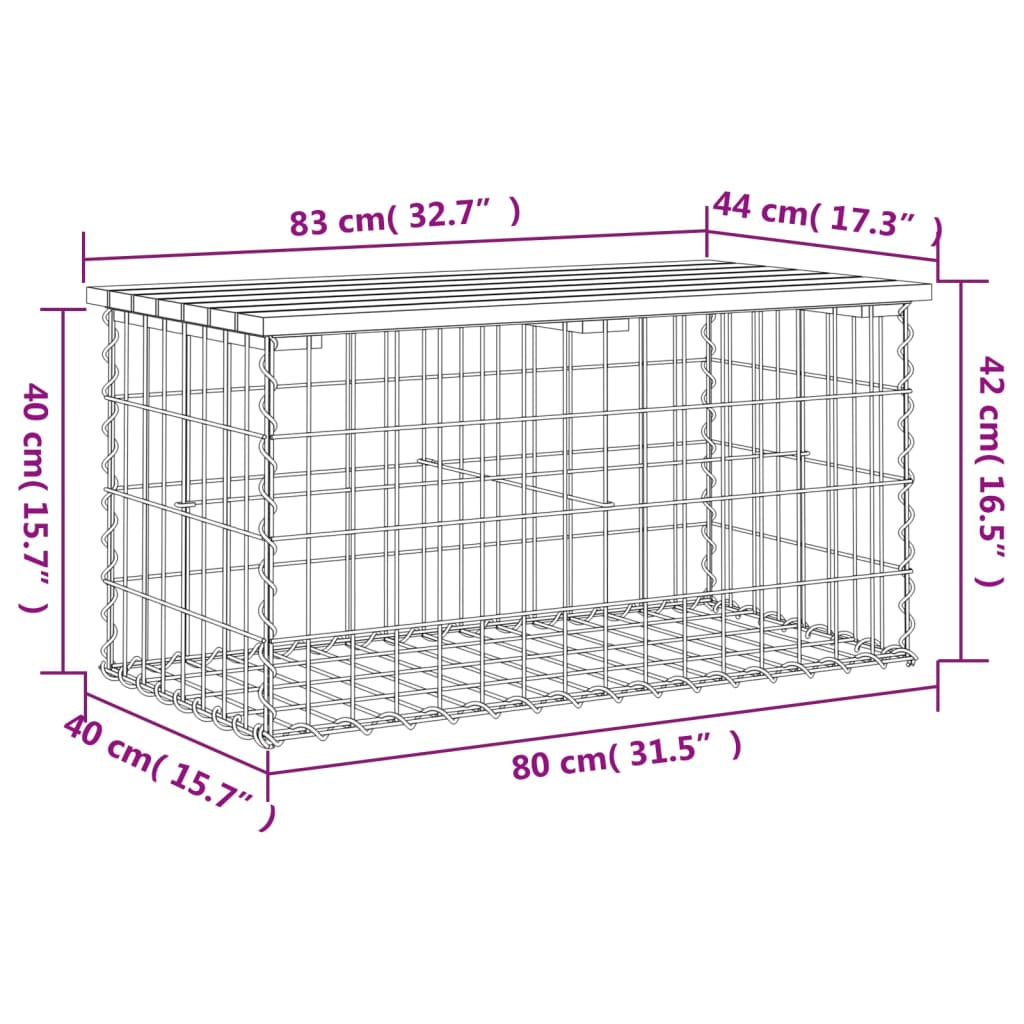 Tuinbank Schanskorfontwerp Massief Douglashout 83 x 44 x 42 cm Natuurlijk douglashout