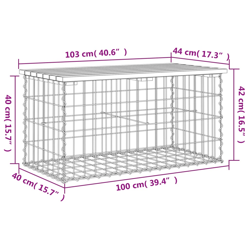 Tuinbank Schanskorfontwerp Geïmpregneerd Hout 103 x 44 x 42 cm Donkerbruin