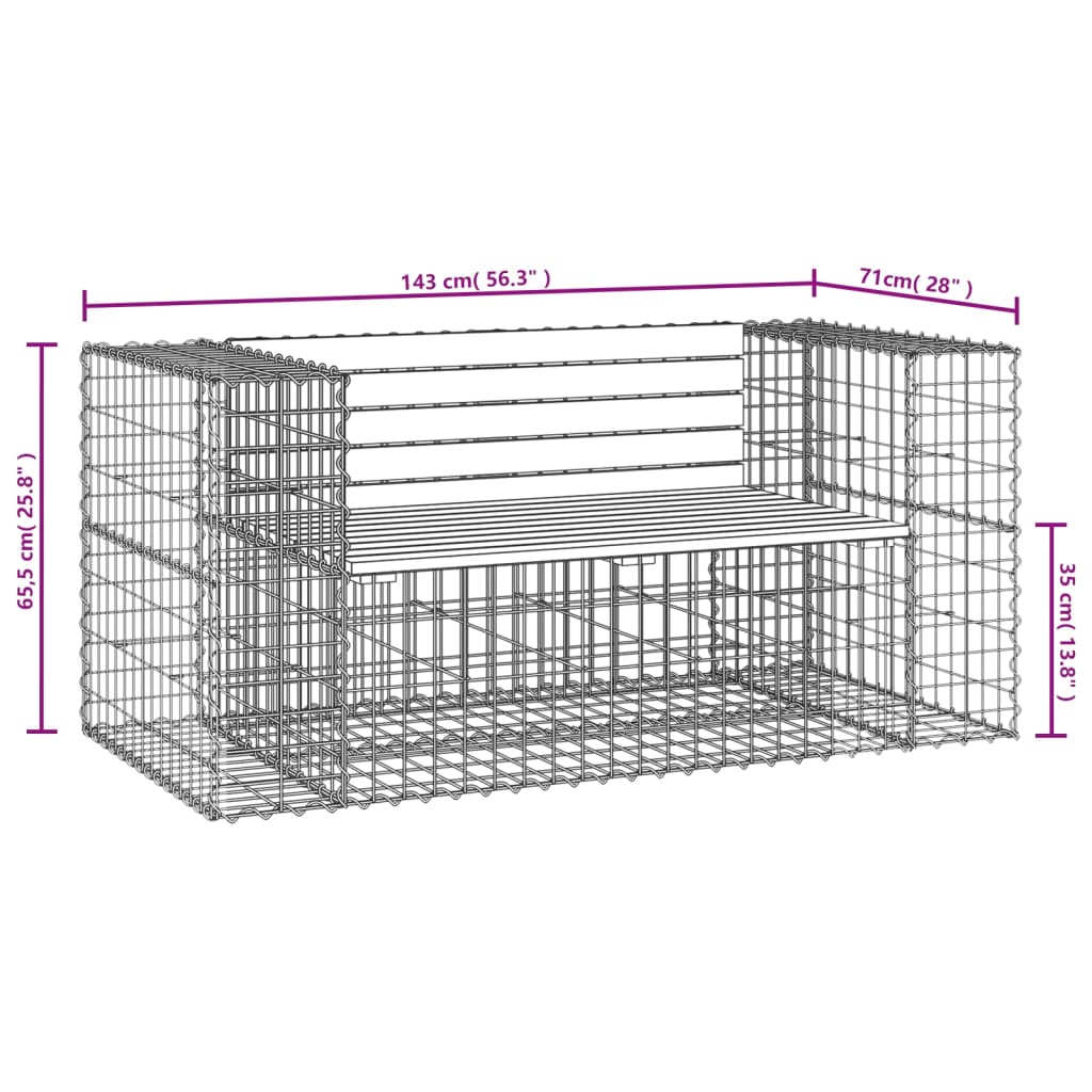 Tuinbank Schanskorfontwerp 143X71X65,5 Cm Massief Grenenhout 143 x 71 x 65.5 cm Natuurlijk grenenhout