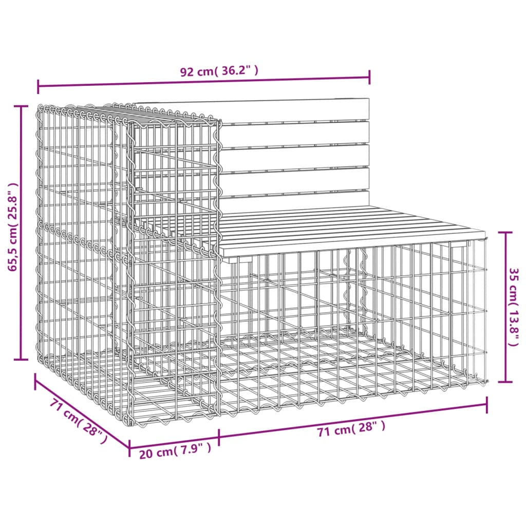 Tuinbank Schanskorfontwerp 92X71X65,5 Cm Geïmpregneerd Hout 92 x 71 x 65.5 cm Donkerbruin
