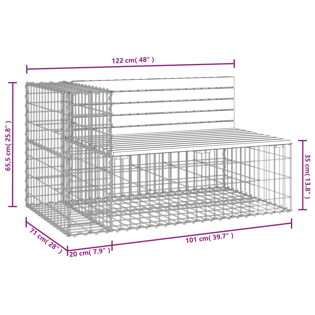 Tuinbank Schanskorfontwerp 122X71X65,5 Cm Geïmpregneerd Hout 122 x 71 x 65.5 cm Donkerbruin