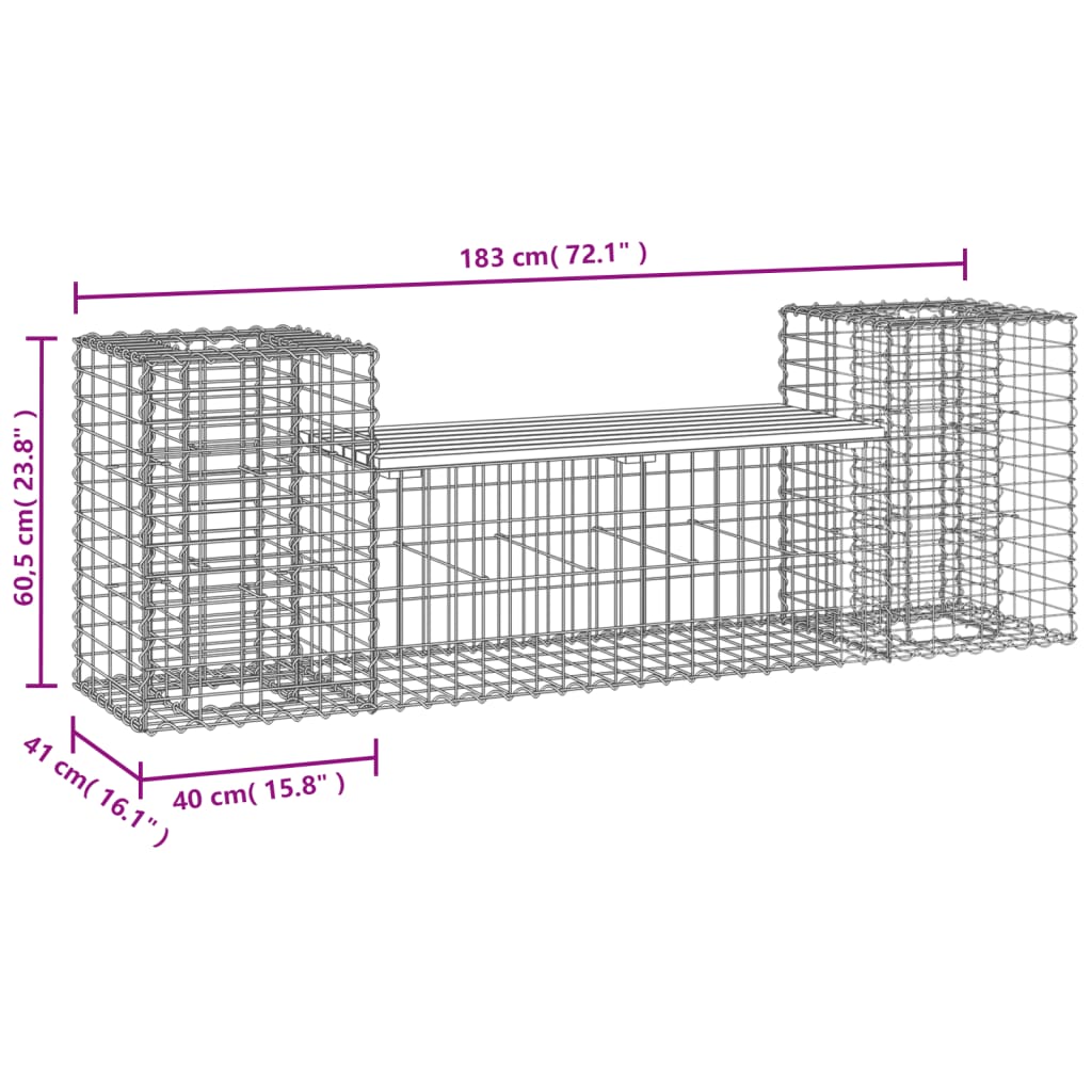 Tuinbank Schanskorfontwerp 183X41X60,5 Cm Massief Grenenhout Natuurlijk grenenhout