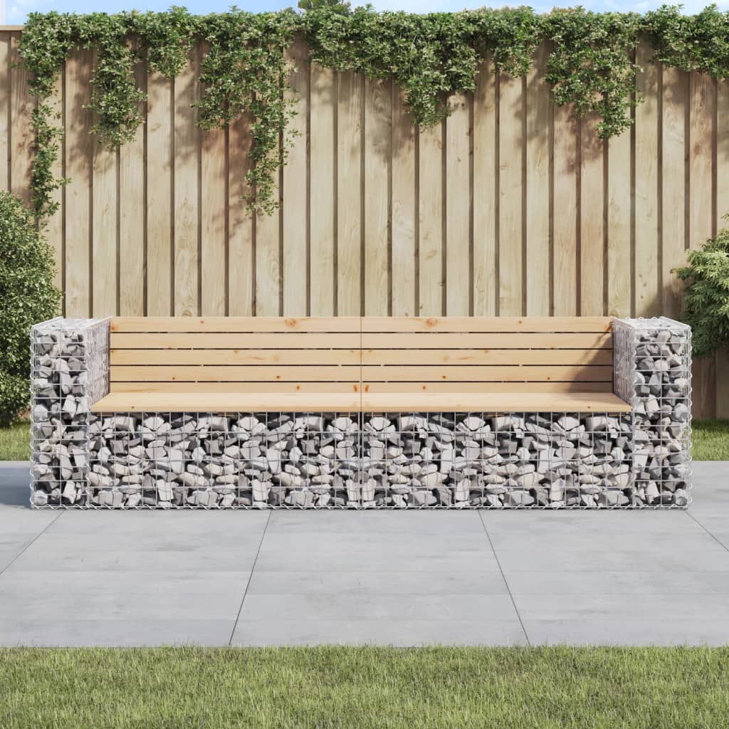 Tuinbank Schanskorfontwerp 244X71X65,5 Cm Massief Grenenhout Natuurlijk grenenhout