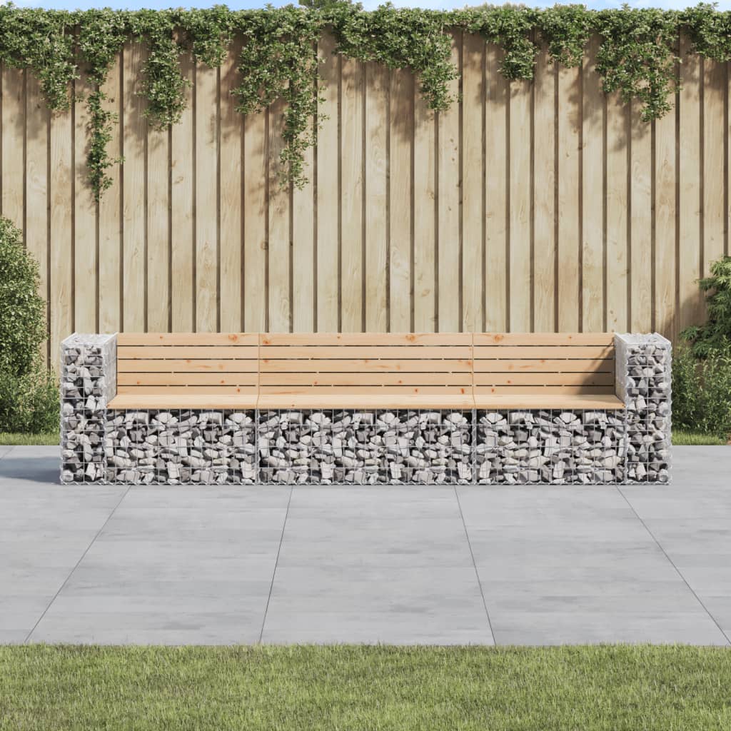Tuinbank Schanskorfontwerp 287X71X65,5 Cm Massief Grenenhout Natuurlijk grenenhout