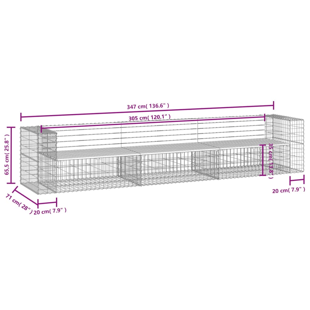 Tuinbank Schanskorfontwerp 347X71X65,5 Cm Geïmpregneerd Hout Donkerbruin