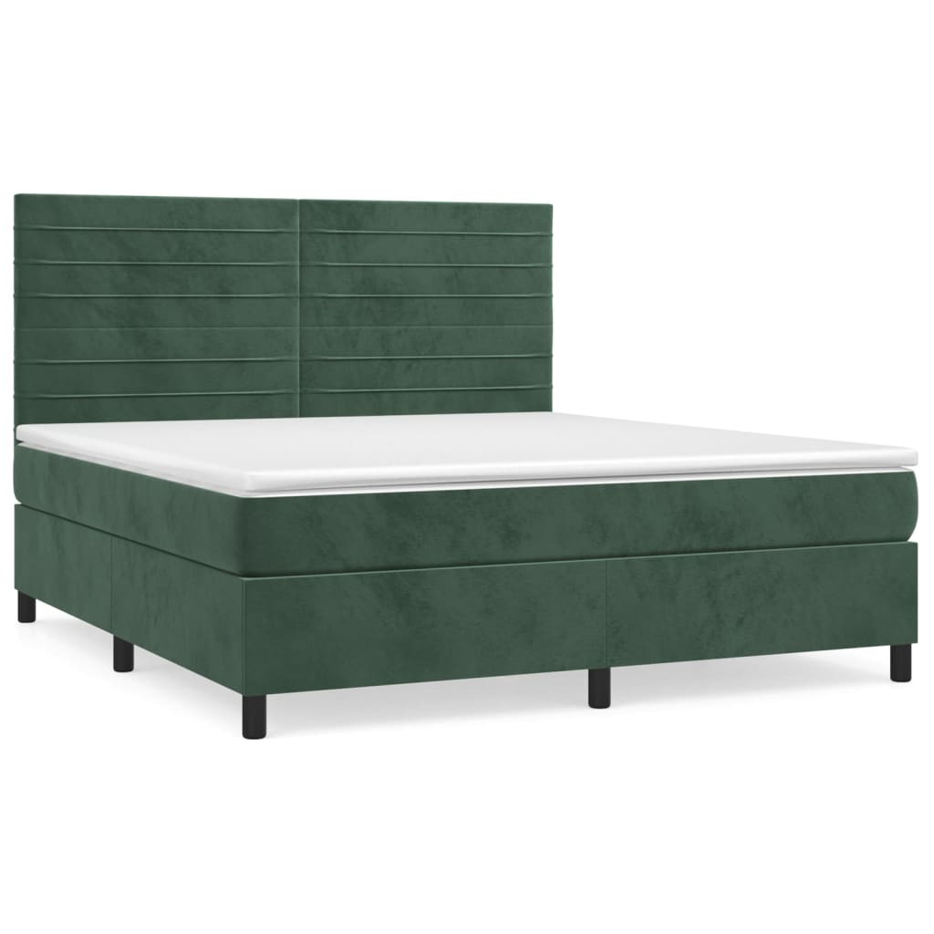 Boxspring met matras fluweel donkergroen 160x200 cm