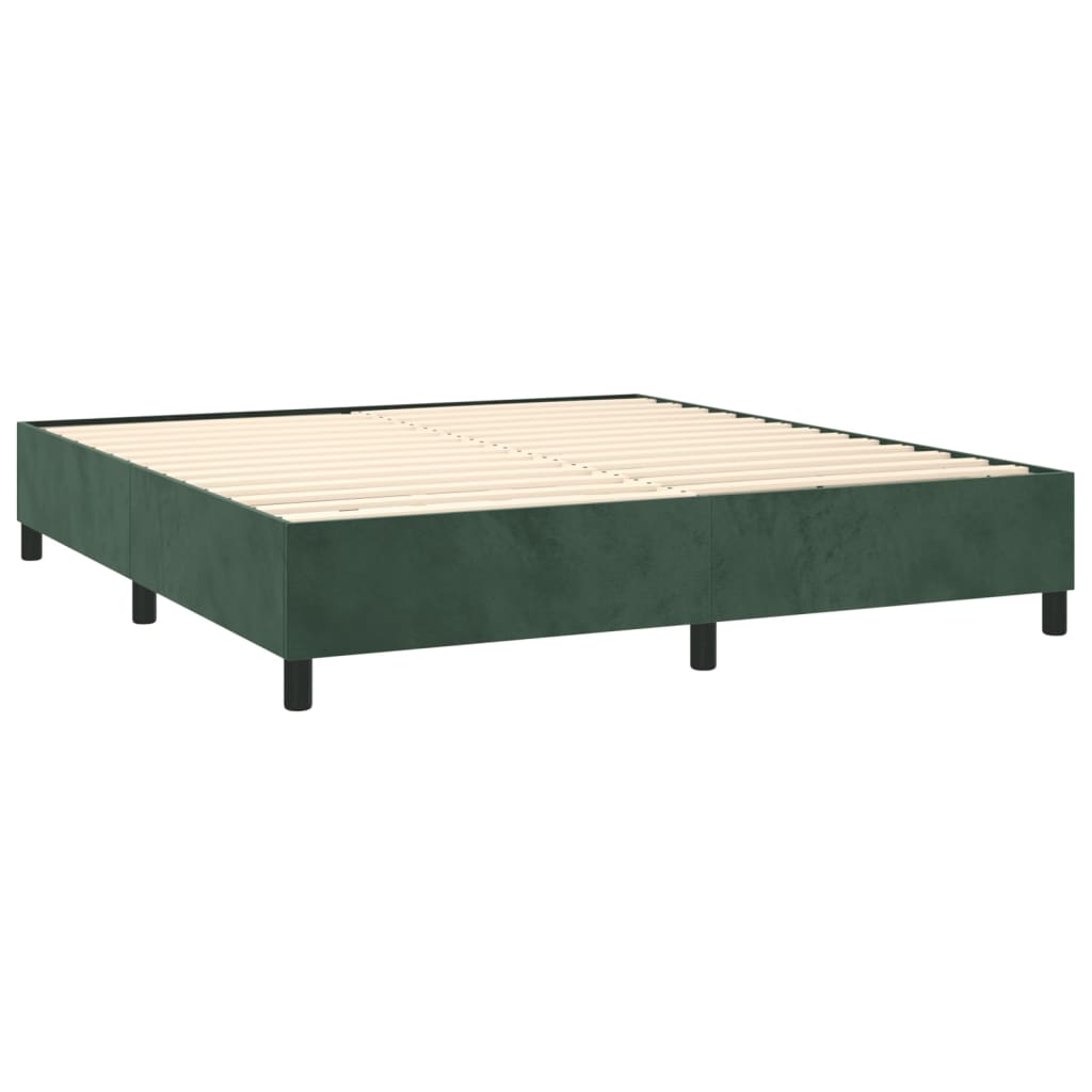 Boxspring met matras fluweel donkergroen 160x200 cm