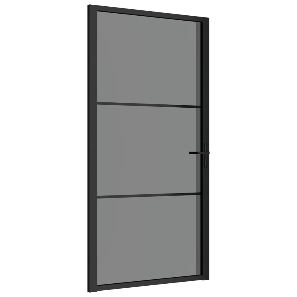 Binnendeur 102,5x201,5 cm ESG-glas en aluminium zwart