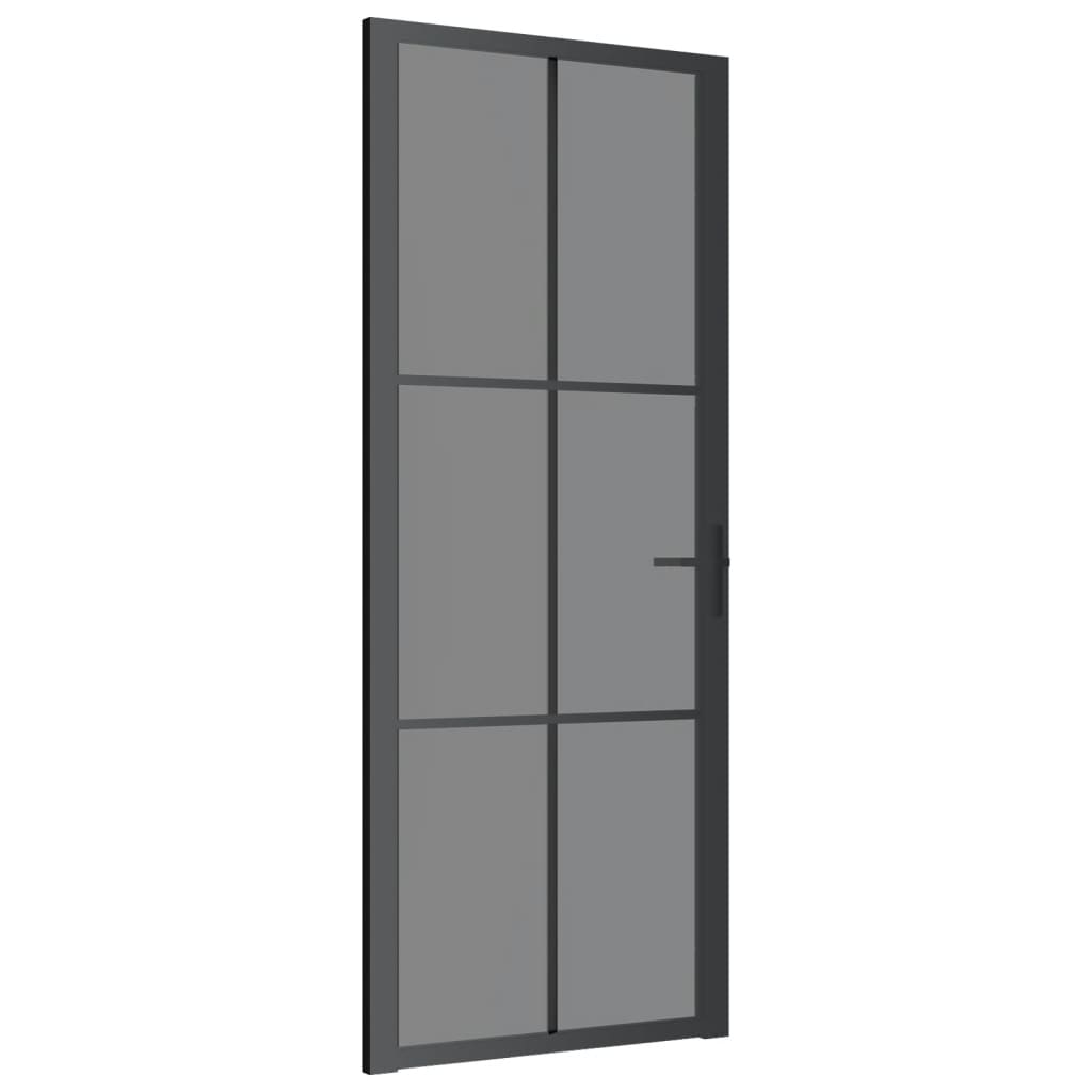 Binnendeur 83x201,5 cm ESG-glas en aluminium zwart