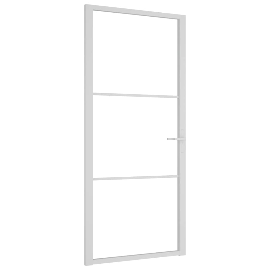 Binnendeur 93x201,5 cm ESG-glas en aluminium wit