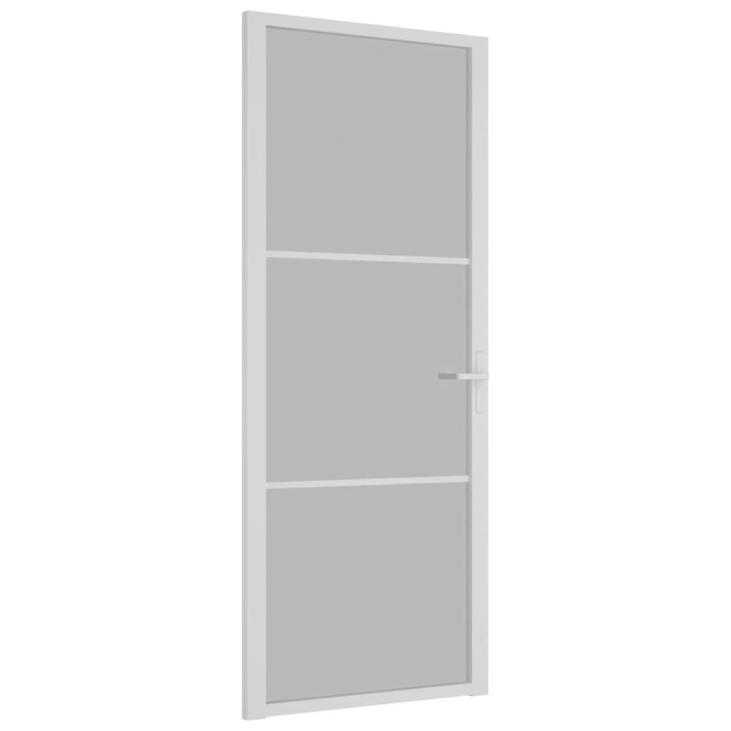 Binnendeur 83x201,5 cm matglas en aluminium wit