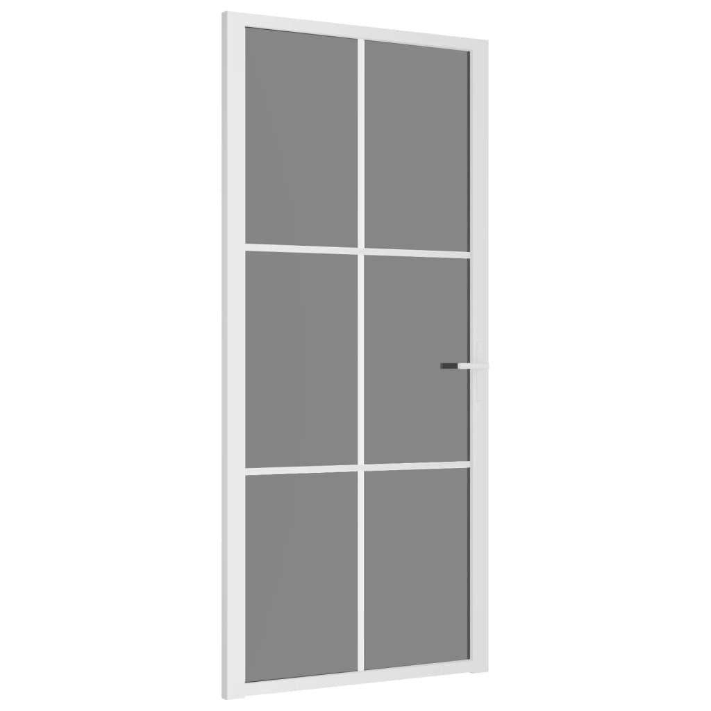 Binnendeur 93x201,5 cm ESG-glas en aluminium wit