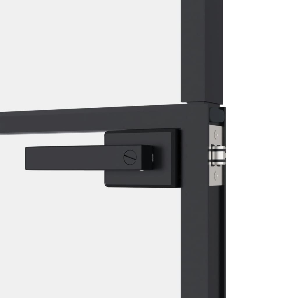 Binnendeur 83x201,5 cm gehard glas en aluminium smal zwart