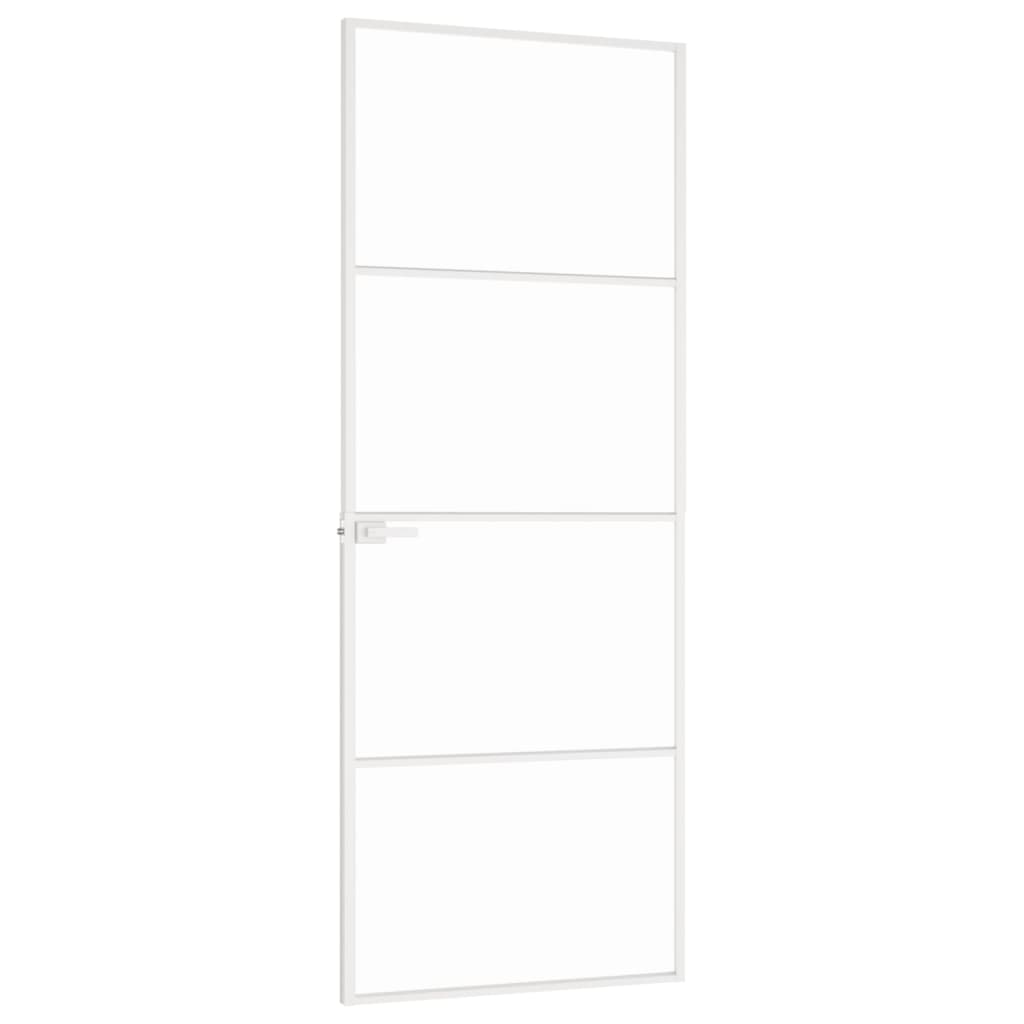 Binnendeur 76x201,5 cm gehard glas en aluminium smal wit