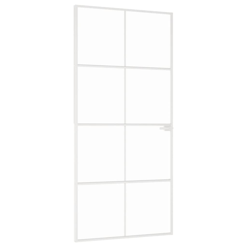 Binnendeur 93x201,5 cm gehard glas en aluminium smal wit