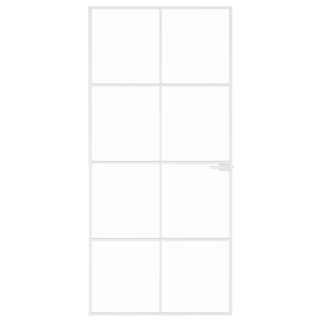 Binnendeur 93x201,5 cm gehard glas en aluminium smal wit