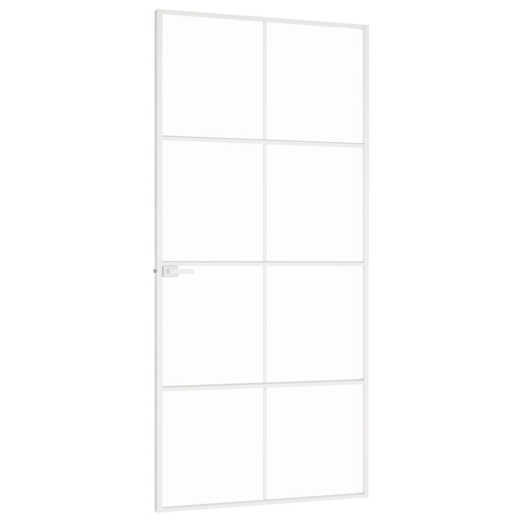 Binnendeur 93x201,5 cm gehard glas en aluminium smal wit