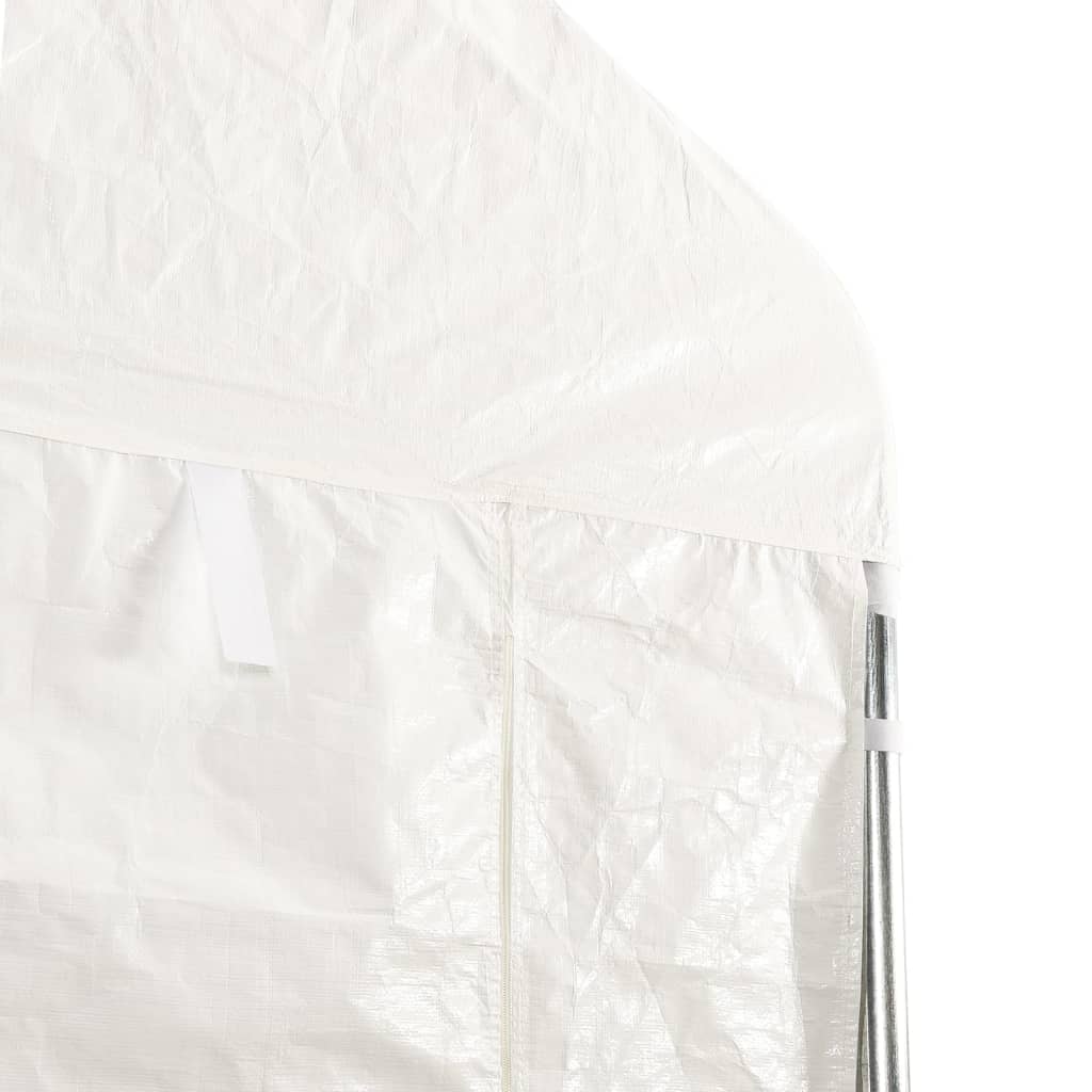 Prieel met dak 6,69x2,28x2,69 m polyetheen wit
