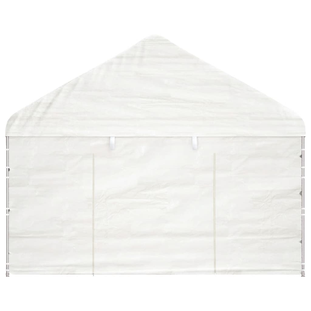 Prieel met dak 6,69x4,08x3,22 m polyetheen wit