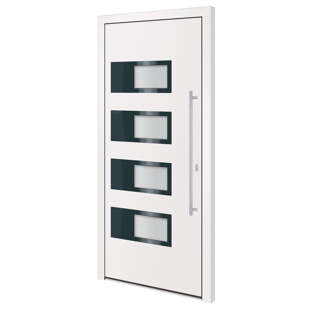 Voordeur 100x210 cm aluminium en PVC wit