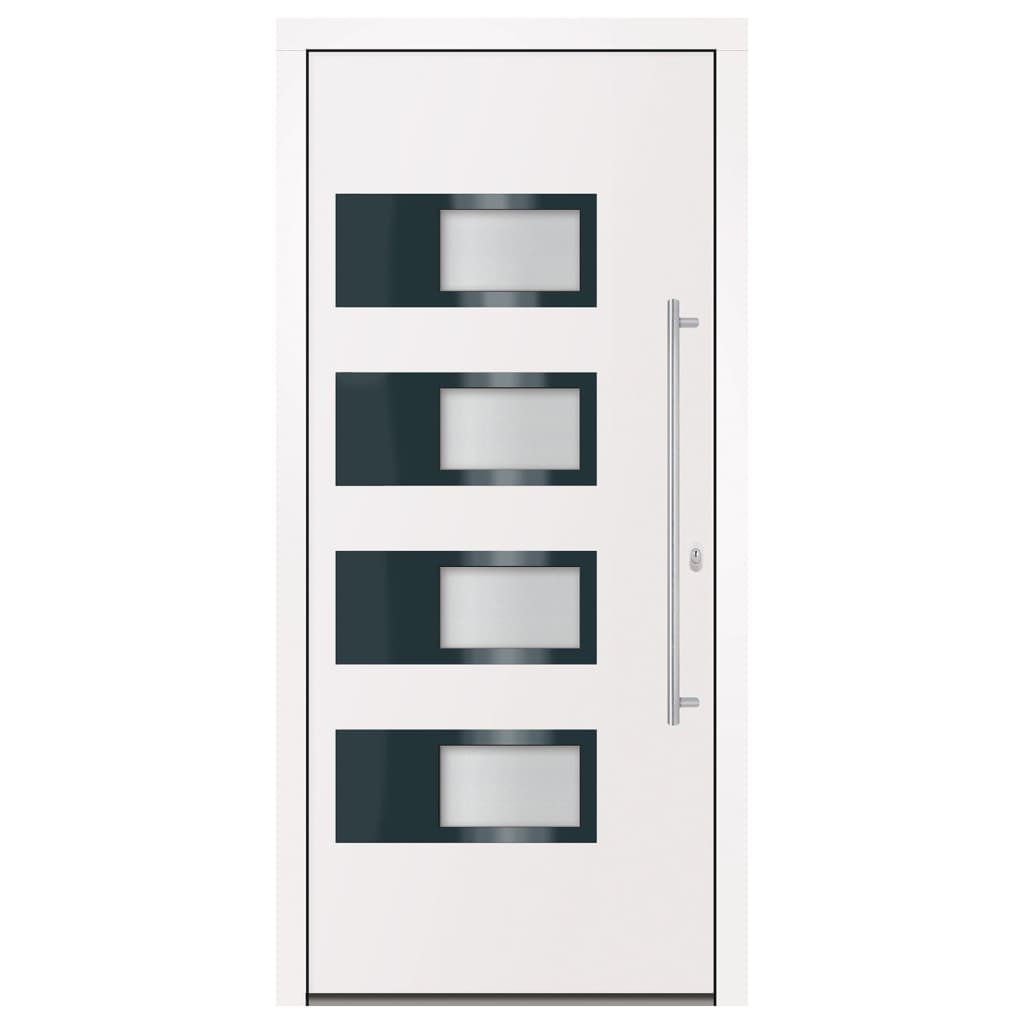 Voordeur 100x210 cm aluminium en PVC wit