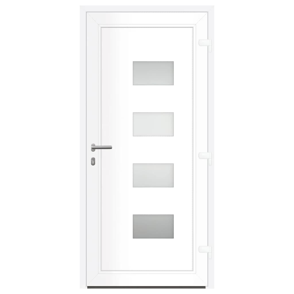 Voordeur 100x210 cm aluminium en PVC wit