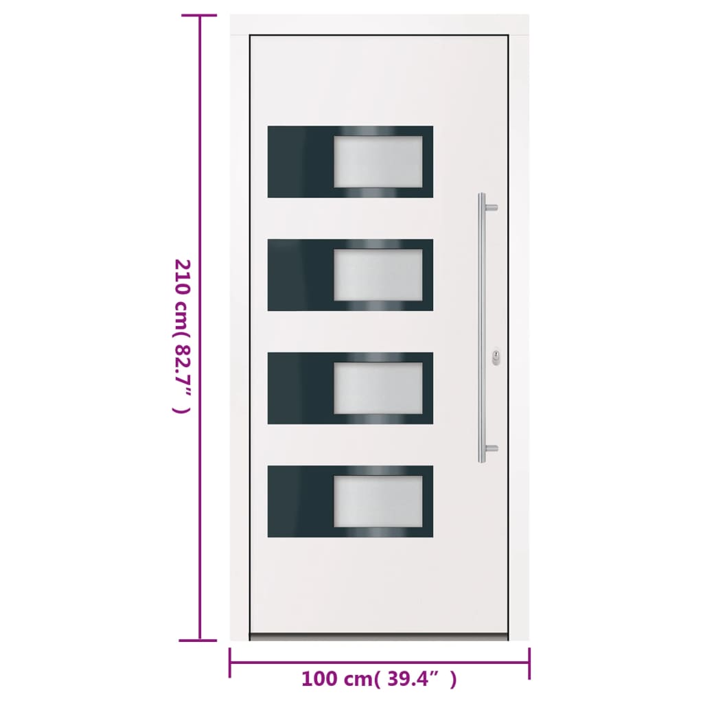 Voordeur 100x210 cm aluminium en PVC wit