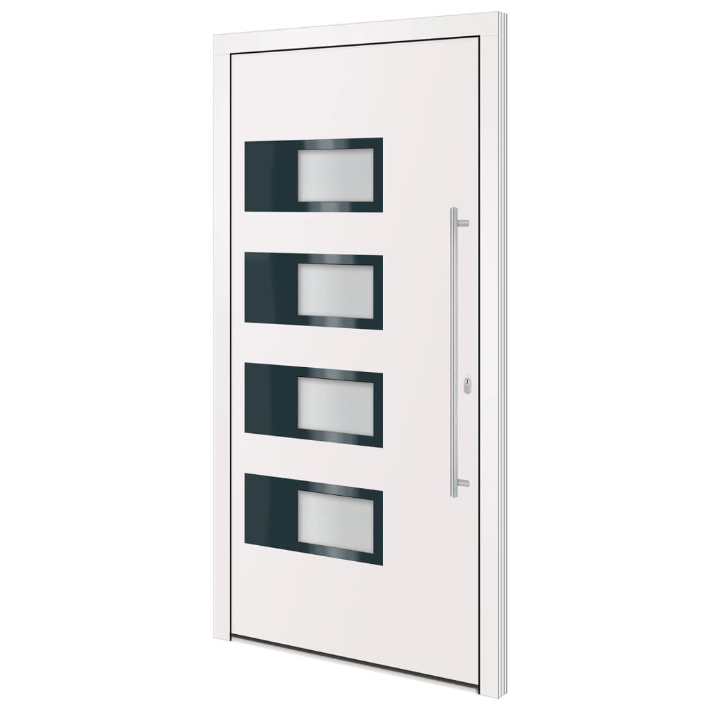 Voordeur 110x210 cm aluminium en PVC wit