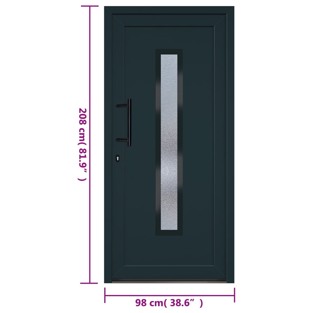 Voordeur 98x208 cm PVC antracietkleurig