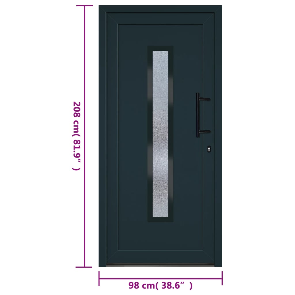 Voordeur 98x208 cm PVC antracietkleurig