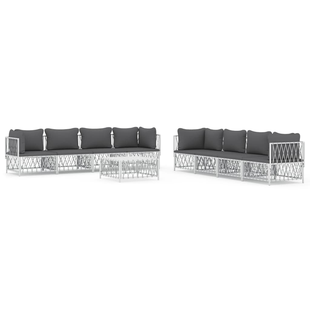 9-delige Loungeset met kussens staal wit