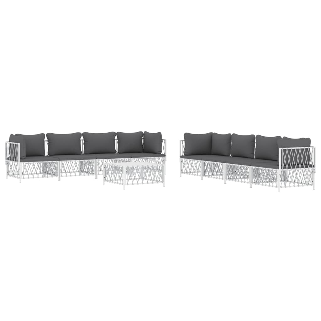 9-delige Loungeset met kussens staal wit