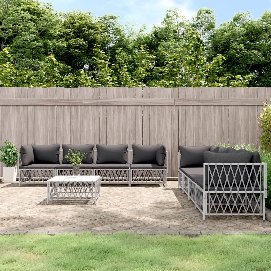9-delige Loungeset met kussens staal wit