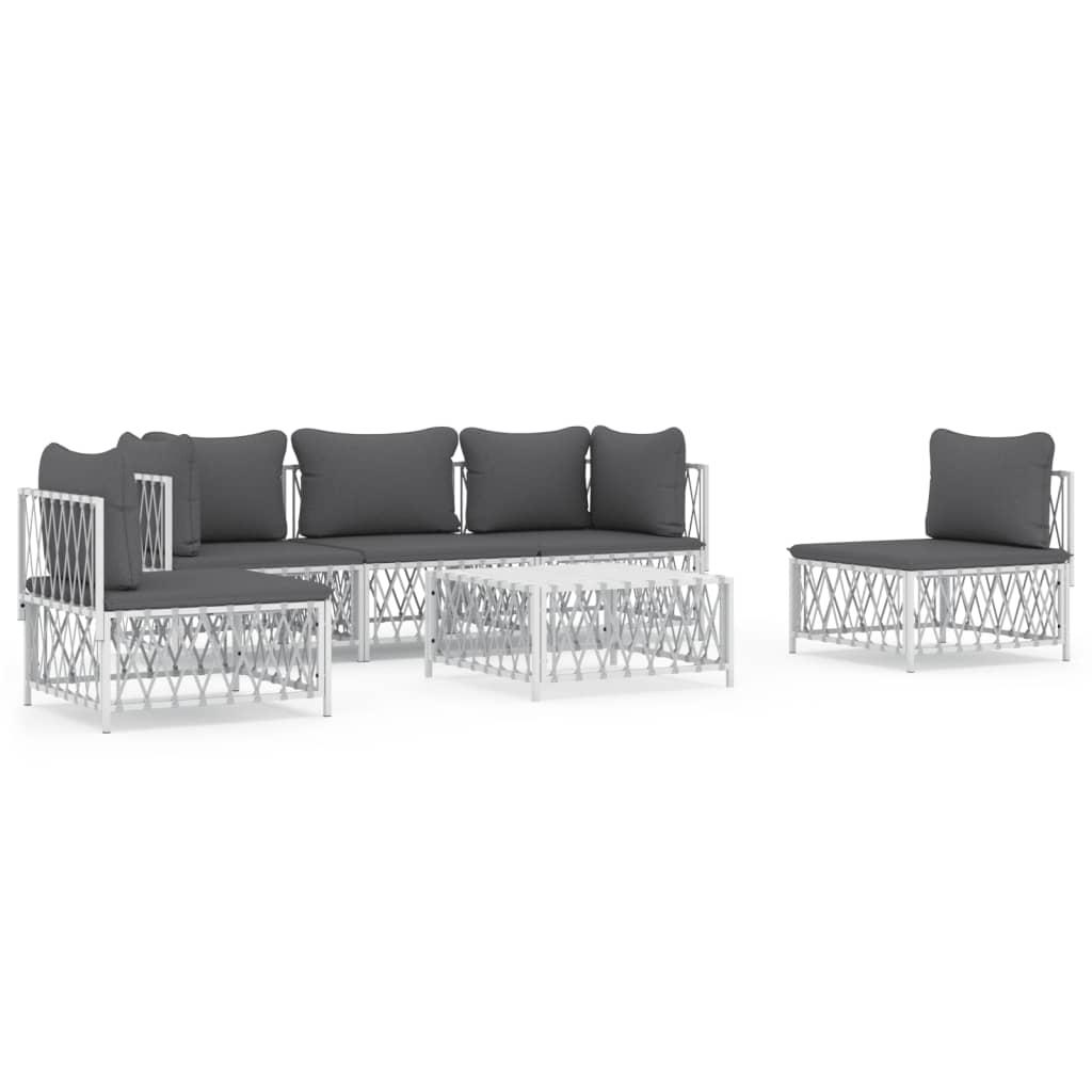 6-delige Loungeset met kussens staal wit